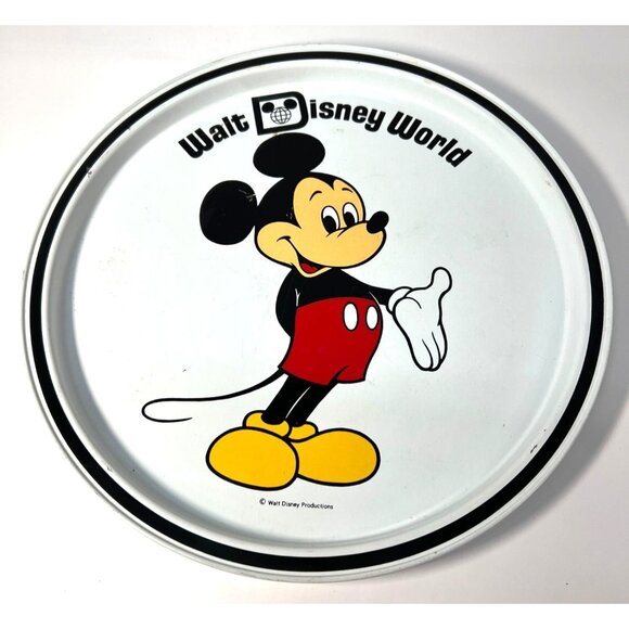 Vintage Walt Disney World Mickey Mouse Metal Serving Tray - Picture 1 of 5